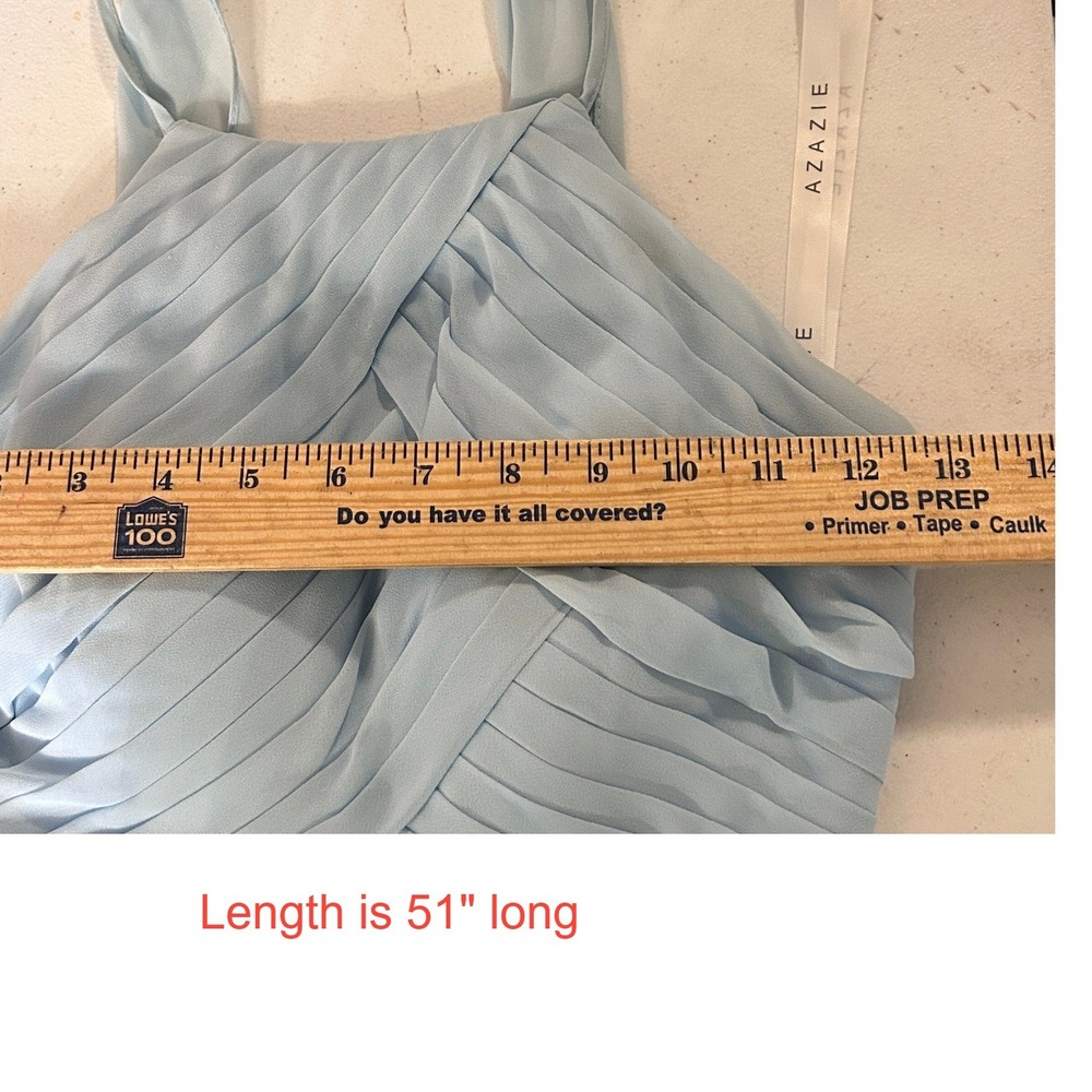 Blue Pleated Halter Chiffon Open Back Bridesmaid Formal Dress XSMALL - Picture 5 of 6